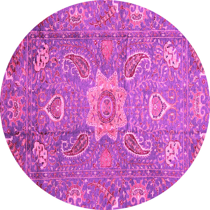 Round Oriental Pink Traditional Rug, abs3721pnk