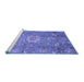 Sideview of Machine Washable Oriental Blue Traditional Rug, wshabs3721blu