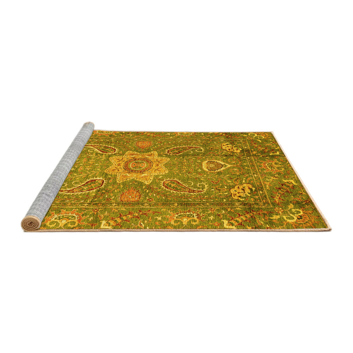 Sideview of Machine Washable Oriental Yellow Traditional Rug, wshabs3721yw