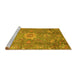 Sideview of Machine Washable Oriental Yellow Traditional Rug, wshabs3721yw