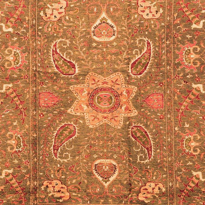 Machine Washable Oriental Orange Traditional Area Rugs, wshabs3721org