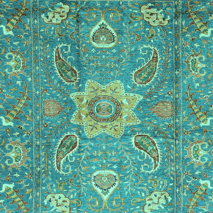 Machine Washable Oriental Turquoise Traditional Area Rugs, wshabs3721turq