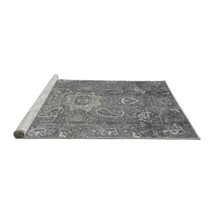 Sideview of Machine Washable Oriental Gray Traditional Rug, wshabs3721gry