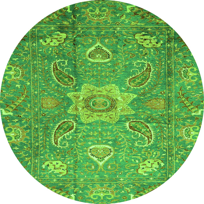 Round Oriental Green Traditional Rug, abs3721grn