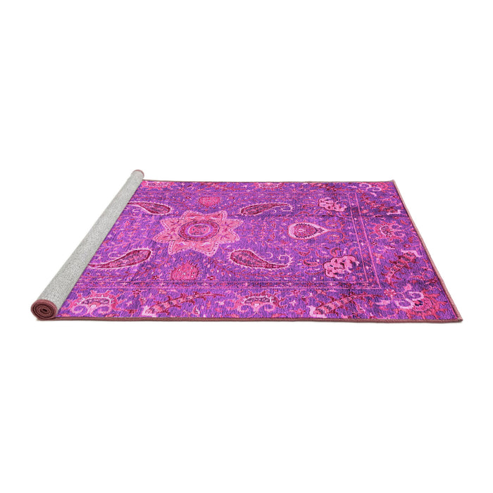 Sideview of Machine Washable Oriental Pink Traditional Rug, wshabs3721pnk