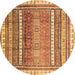 Round Abstract Brown Modern Rug, abs3722brn