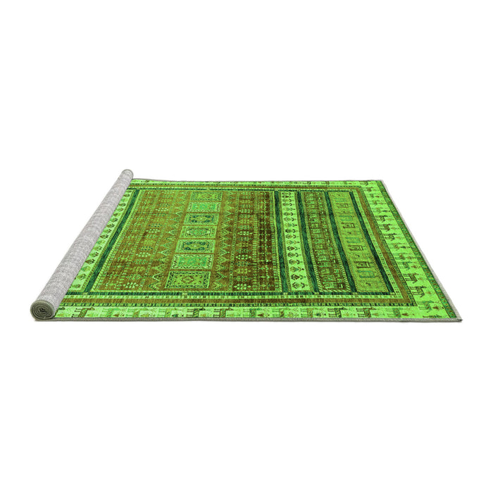 Sideview of Machine Washable Abstract Green Modern Area Rugs, wshabs3722grn