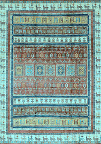 Abstract Light Blue Modern Rug, abs3722lblu