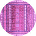 Round Machine Washable Abstract Purple Modern Area Rugs, wshabs3722pur