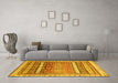 Machine Washable Abstract Yellow Modern Rug in a Living Room, wshabs3722yw