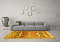 Machine Washable Abstract Yellow Modern Rug, wshabs3722yw