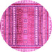 Round Abstract Pink Modern Rug, abs3722pnk