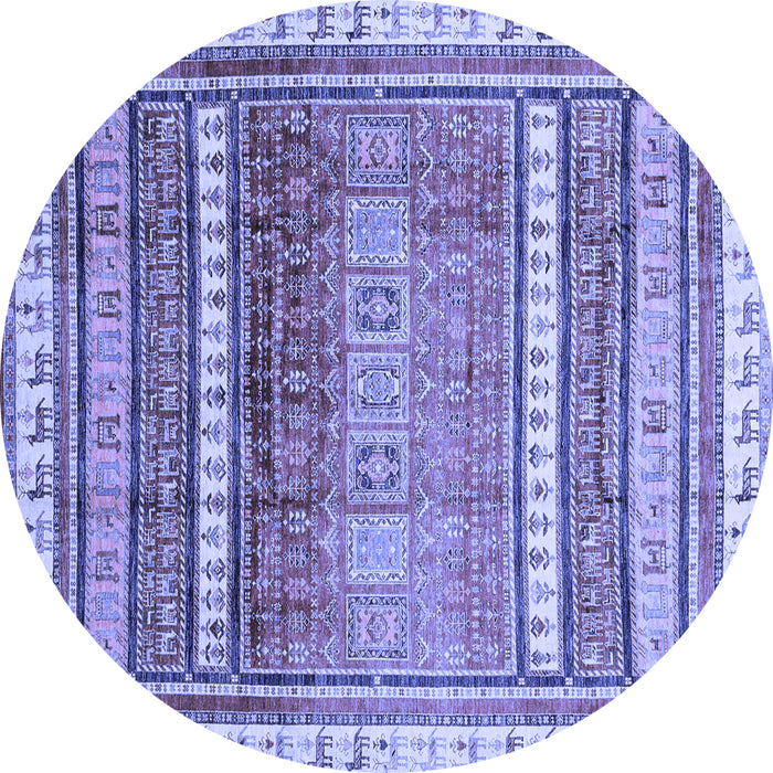 Round Abstract Blue Modern Rug, abs3722blu