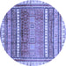 Round Abstract Blue Modern Rug, abs3722blu