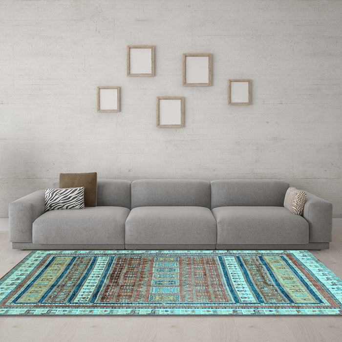 Machine Washable Abstract Light Blue Modern Rug in a Living Room, wshabs3722lblu