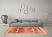 Machine Washable Abstract Orange Modern Rug, wshabs3722org