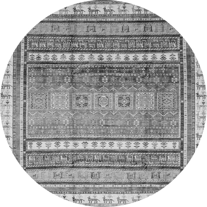 Round Machine Washable Abstract Gray Modern Rug, wshabs3722gry