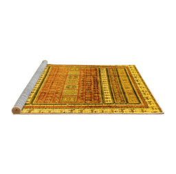 Sideview of Machine Washable Abstract Yellow Modern Rug, wshabs3722yw