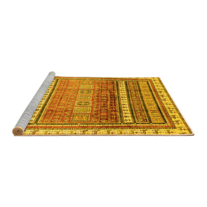 Sideview of Machine Washable Abstract Yellow Modern Rug, wshabs3722yw