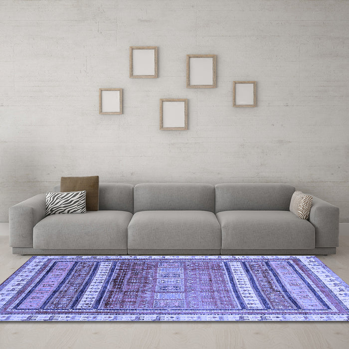 Machine Washable Abstract Blue Modern Rug in a Living Room, wshabs3722blu