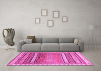 Machine Washable Abstract Pink Modern Rug, wshabs3722pnk