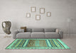 Machine Washable Abstract Turquoise Modern Area Rugs in a Living Room,, wshabs3722turq