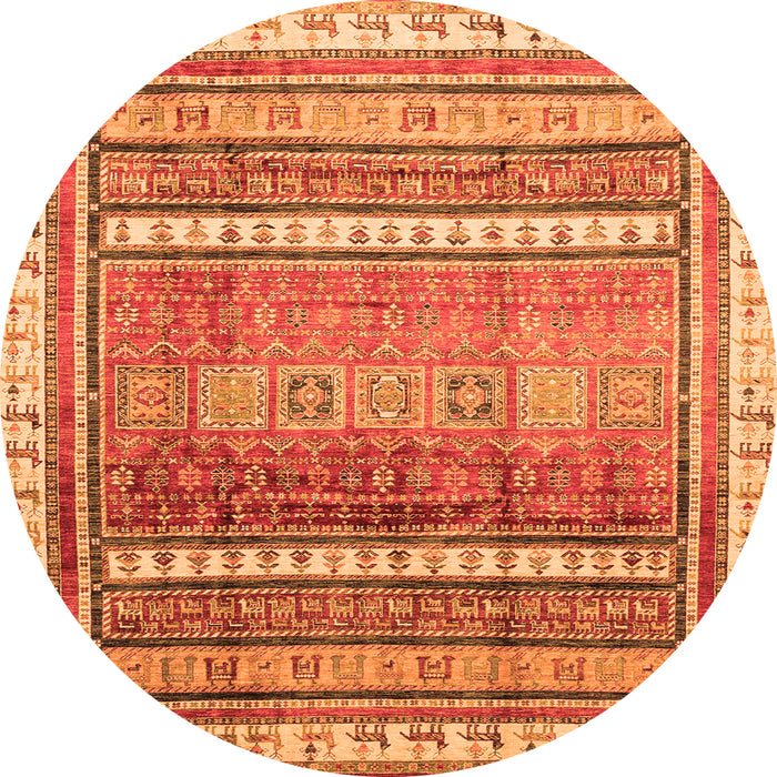 Round Abstract Orange Modern Rug, abs3722org