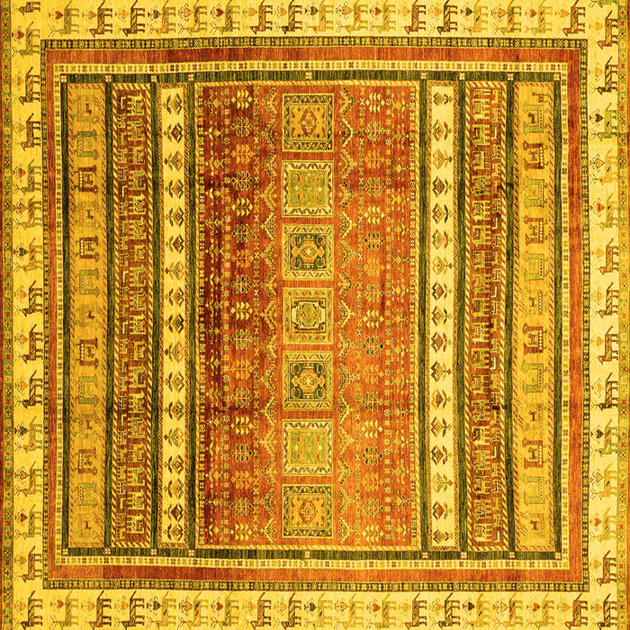 Square Machine Washable Abstract Yellow Modern Rug, wshabs3722yw