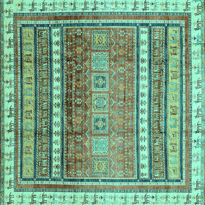 Square Machine Washable Abstract Turquoise Modern Area Rugs, wshabs3722turq