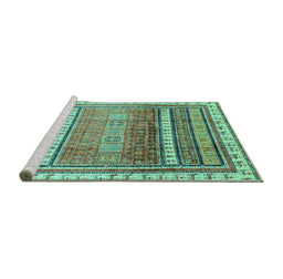 Sideview of Machine Washable Abstract Turquoise Modern Area Rugs, wshabs3722turq