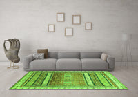 Machine Washable Abstract Green Modern Rug, wshabs3722grn