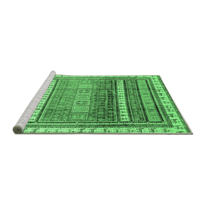 Sideview of Machine Washable Abstract Emerald Green Modern Area Rugs, wshabs3722emgrn