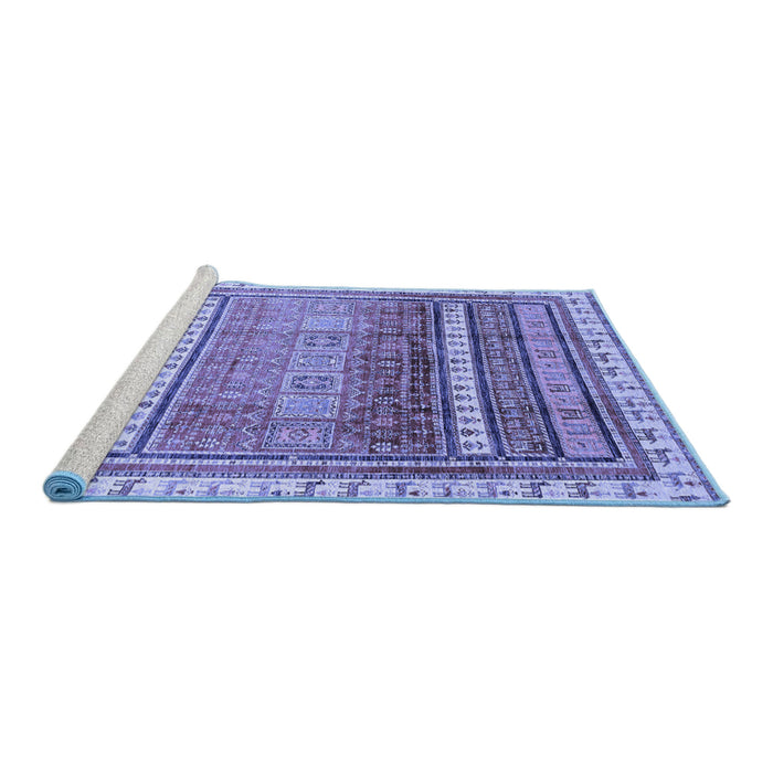 Sideview of Machine Washable Abstract Blue Modern Rug, wshabs3722blu