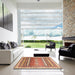 Square Abstract Red Modern Rug in a Living Room, abs3722