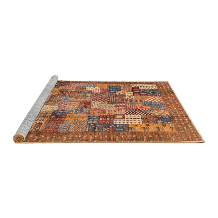 Sideview of Machine Washable Abstract Bronze Brown Rug, wshabs3723