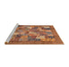 Sideview of Machine Washable Abstract Bronze Brown Rug, wshabs3723