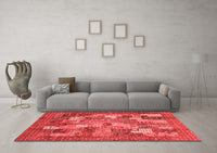 Machine Washable Abstract Red Modern Rug, wshabs3723red