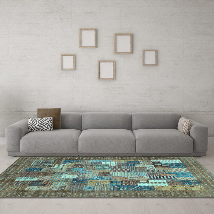 Machine Washable Abstract Light Blue Modern Rug in a Living Room, wshabs3723lblu