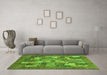 Machine Washable Abstract Green Modern Area Rugs in a Living Room,, wshabs3723grn