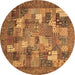 Round Abstract Brown Modern Rug, abs3723brn