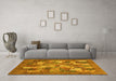 Machine Washable Abstract Yellow Modern Rug in a Living Room, wshabs3723yw