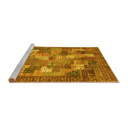 Sideview of Machine Washable Abstract Yellow Modern Rug, wshabs3723yw