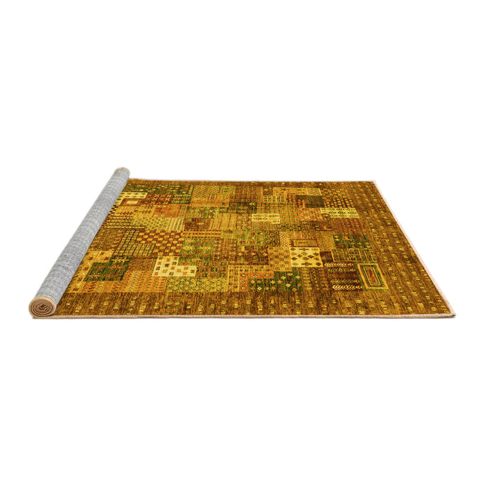 Sideview of Machine Washable Abstract Yellow Modern Rug, wshabs3723yw