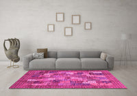 Machine Washable Abstract Pink Modern Rug, wshabs3723pnk