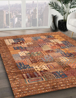 Abstract Bronze Brown Modern Rug in Family Room, abs3723