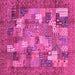 Square Machine Washable Abstract Pink Modern Rug, wshabs3723pnk