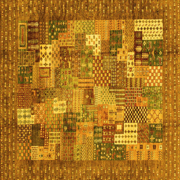 Square Machine Washable Abstract Yellow Modern Rug, wshabs3723yw