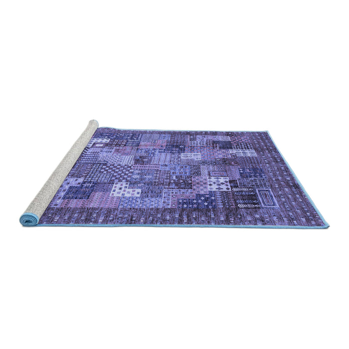 Sideview of Machine Washable Abstract Blue Modern Rug, wshabs3723blu