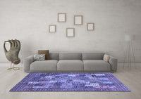 Machine Washable Abstract Blue Modern Rug, wshabs3723blu