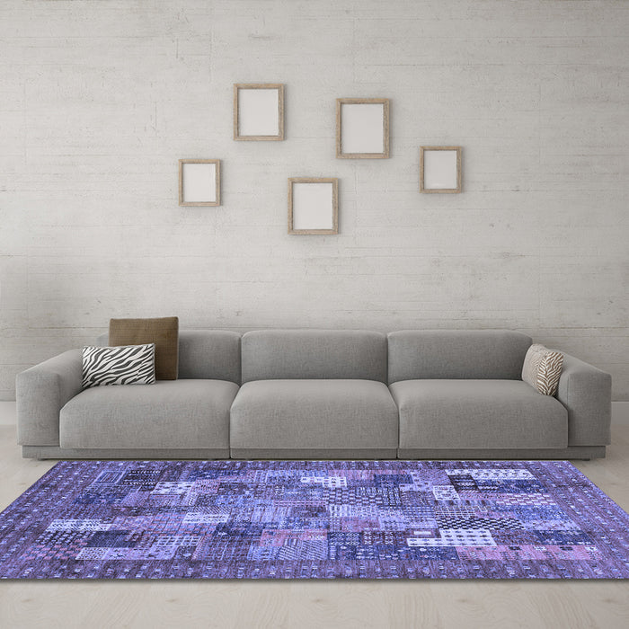 Machine Washable Abstract Blue Modern Rug in a Living Room, wshabs3723blu